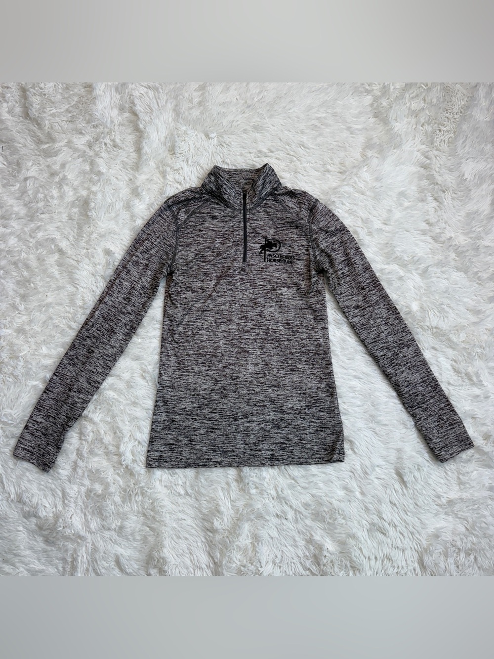 Women’s Small Grey Monogrammed Long Sleeve Horseback Riding Sunshirt. Good Condi
